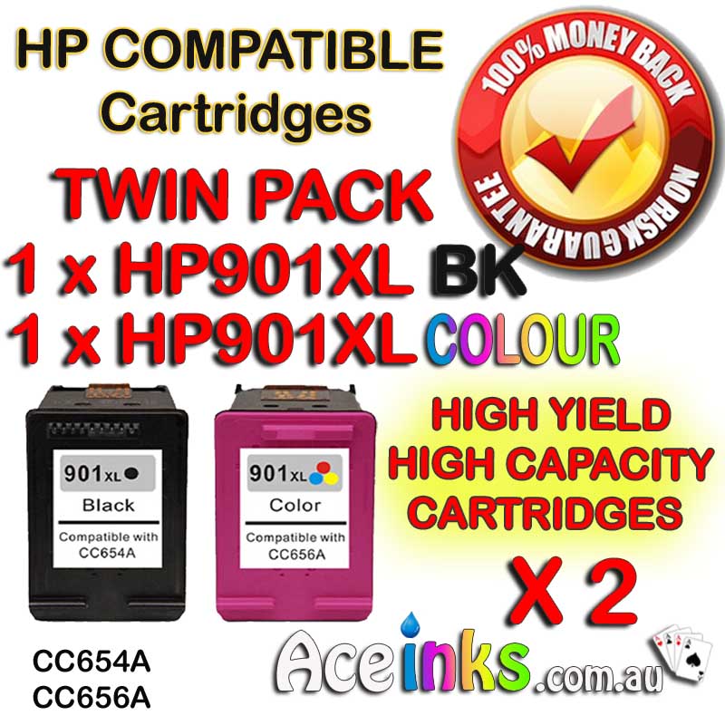 Twin Pack Combo Compatible HP901XL BK HP901XL Colour